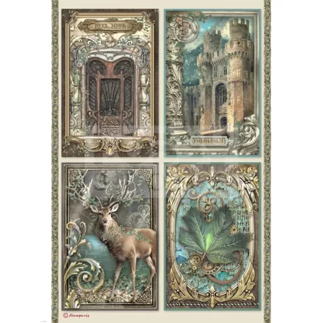 Stamperia A4 rizspapír csom.-  Magic Forest cards - DFSA4751