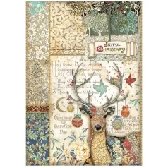   Stamperia A4 rizspapír csom.-  Christmas Greetings deer - DFSA4793