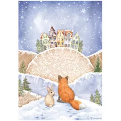  Stamperia A4 rizspapír csom.-  Winter Valley fox and bunny - DFSA4797