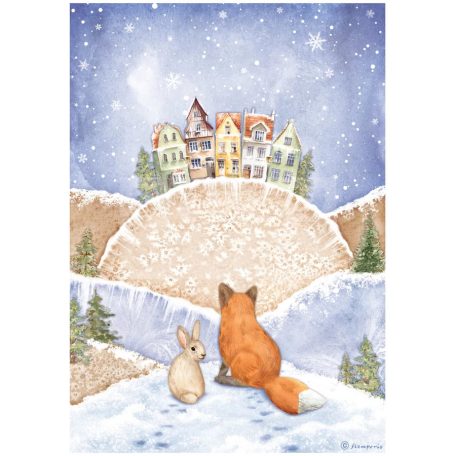 Stamperia A4 rizspapír csom.-  Winter Valley fox and bunny - DFSA4797