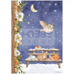   Stamperia A4 rizspapír csom.-  Winter Valley sweet night - DFSA4800