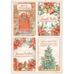   Stamperia A4 rizspapír csom.-  All Around Christmas 4 cards - DFSA4808