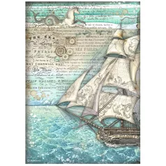   Stamperia A4 rizspapír csom.-  Songs of the Sea sailing ship - DFSA4811