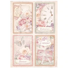   Stamperia A4 rizspapír csom.-  Romance Forever 4 cards - DFSA4833