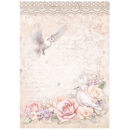 Stamperia A4 rizspapír csom.-  Romance Forever doves - DFSA4834