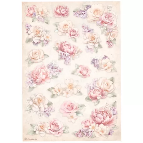 Stamperia A4 rizspapír csom.-  Romance Forever floral background - DFSA4835