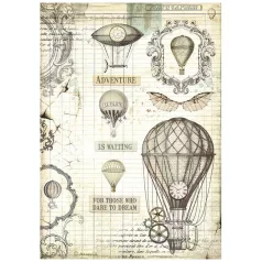   Stamperia A4 rizspapír csom.-  Voyages Fantastiques balloon - DFSA4837