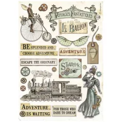   Stamperia A4 rizspapír csom.-  Voyages Fantastiques elements - DFSA4840