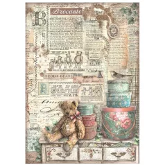   Stamperia A4 rizspapír csom.-  Brocante Antiques teddy bears - DFSA4854