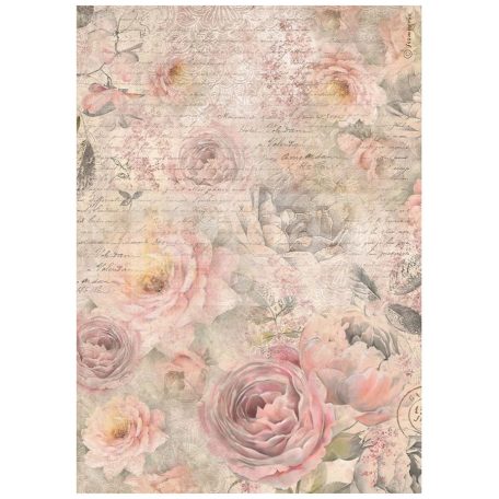 Stamperia A4 rizspapír csom.-  Shabby Rose roses pattern - DFSA4877