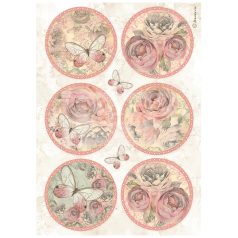   Stamperia A4 rizspapír csom.-  Shabby Rose 6 rounds - DFSA4879