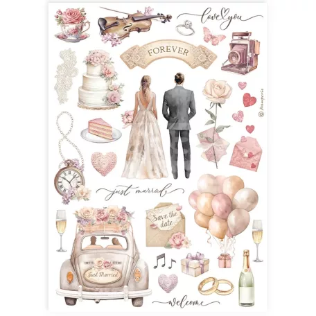 Stamperia A4 rizspapír csom.- Esküvő - DFSA4892