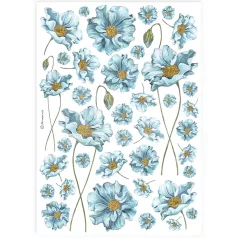 Stamperia A4 rizspapír csom.- Kék virágok - DFSA4893