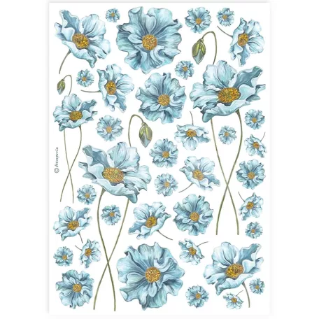 Stamperia A4 rizspapír csom.- Kék virágok - DFSA4893