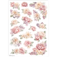   Stamperia A4 rizspapír csom.- Rózsás sarokdíszek - DFSA4901