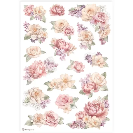 Stamperia A4 rizspapír csom.- Rózsás sarokdíszek - DFSA4901