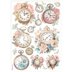 Stamperia A4 rizspapír csom.- Órák - DFSA4910