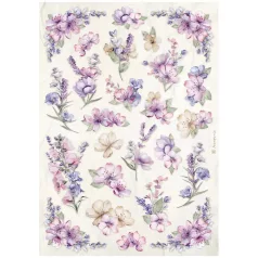   Stamperia A4 rizspapír csom.- Lavender flower pattern - DFSA4881