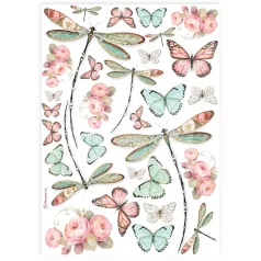 Stamperia A4 rizspapír csom.- Szitakötők - DFSA4927