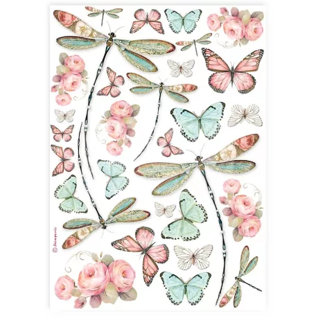 Stamperia A4 rizspapír csom.- Szitakötők - DFSA4927