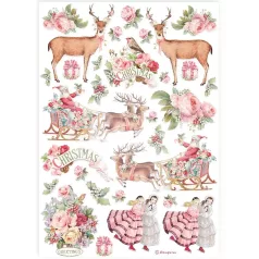 Stamperia A4 rizspapír csom. - Pink Christmas - DFSA4923