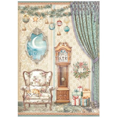 Stamperia A4 rizspapír csom.- The Nutcracker pendulum clock and chair - DFSA4940