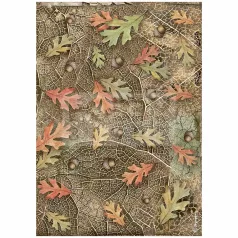   Stamperia A4 rizspapír csom.- Forest acorns and leaves - DFSA4953