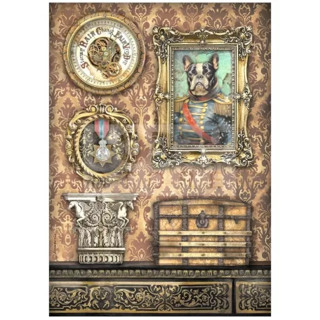Stamperia A4 rizspapír csom.- Alterego frame with dog - DFSA4956