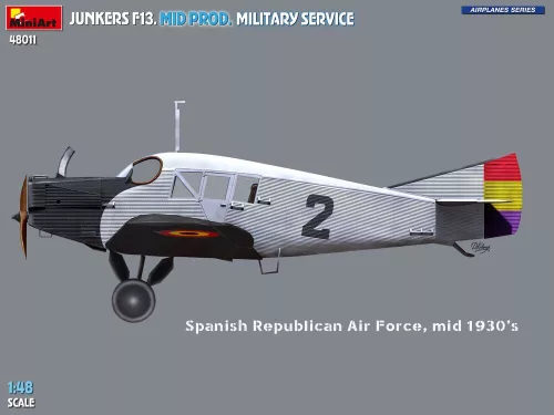 MiniArt Junkers F13. Mid Prod. Military Service – 1:48 repülőgép makett