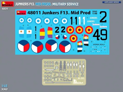 MiniArt Junkers F13. Mid Prod. Military Service – 1:48 repülőgép makett