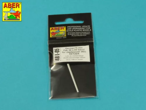 Aber Models German 75mm Pak 39 L/48 barrel for Jagdpanzer 38(t) HETZER - német 75 mm-es Pak 39 L/48 lövegcső