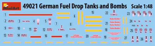 MiniArt German Fuel Drop Tanks and Bombs – 1:48 makett-kiegészítő