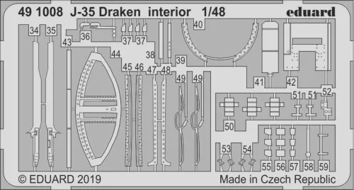 Eduard Accessories J-35 Draken interior for Hasegawa - J-35 Draken belsőtér-részletező készlet