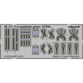   Eduard Accessories F-4 seatbelts green STEEL - acél fotómaratott biztonsági övek