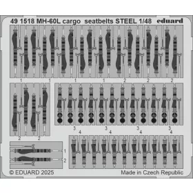   Eduard Accessories MH-60L cargo seatbelts STEEL  ICM - MH-60L tehertéri – acél fotómaratott biztonsági övek