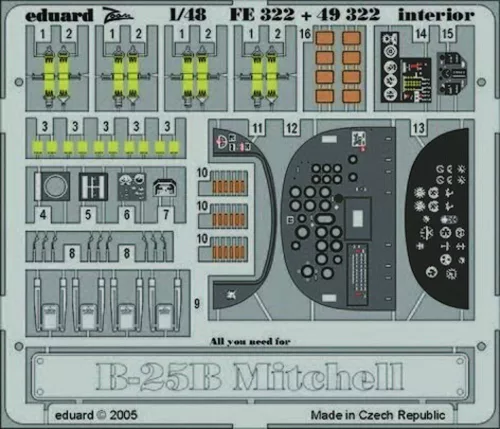 Eduard Accessories B-25B Mitchell interior für Accurate Miniatures Bausatz - B-25B Mitchell belsőtér-részletező készlet