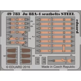   Eduard Accessories Ju 88A-4 seatbelts STEEL for ICM - acél fotómaratott biztonsági övek