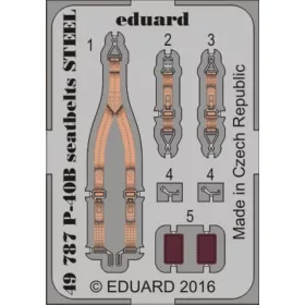   Eduard Accessories P-40B seatbelts STEEL for Airfix - acél fotómaratott biztonsági övek