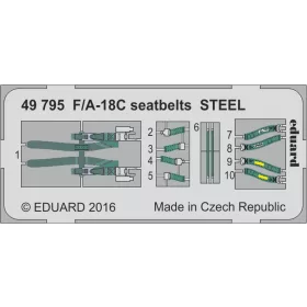   Eduard Accessories F/A-18C seatbelts STEEL for Kinetic - acél fotómaratott biztonsági övek