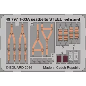   Eduard Accessories T-33A seatbelts STEEL für Great Wal. - acél fotómaratott biztonsági övek