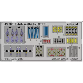   Eduard Accessories F-14A seatbelts STEEL for Tamiya - acél fotómaratott biztonsági övek