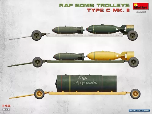 MiniArt RAF Bomb Trolleys Type C Mk. II – 1:48 dioráma-kiegészítő