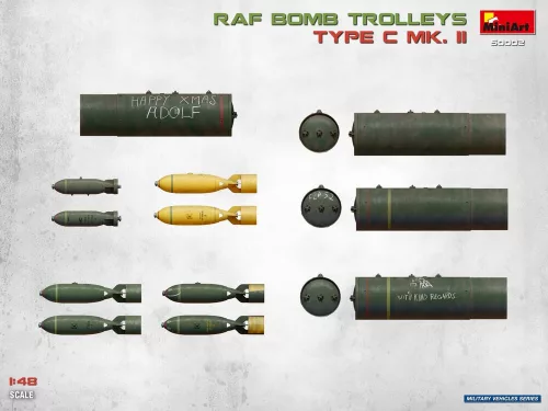 MiniArt RAF Bomb Trolleys Type C Mk. II – 1:48 dioráma-kiegészítő