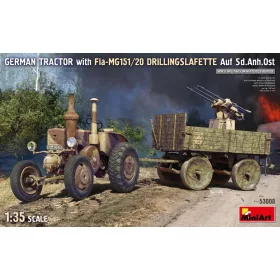   MiniArt German Tractor with Fla-MG151/20 Drillingslafette Auf Sd.Anh.Ost – 1:35 harcjármű makett
