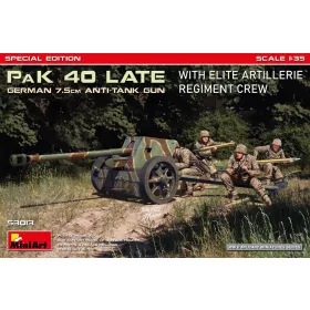   MiniArt German 7.5cm PaK 40 Late w/Elite Artillerie Regiment Crew. Special Edition – 1:35 löveg makett