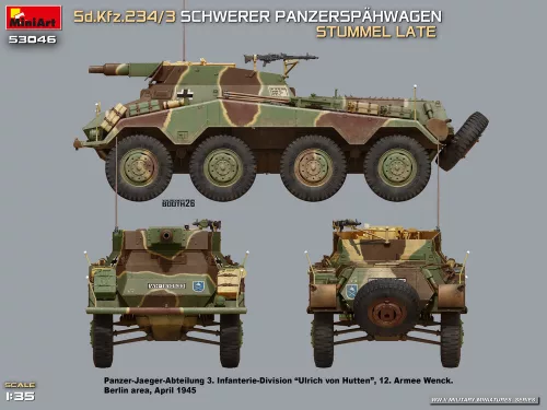MiniArt Sd.Kfz.234/3 Schwerer Panzerspähwagen Stummel Late – 1:35 harcjármű makett