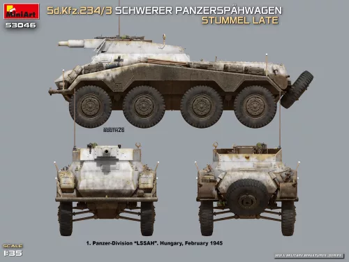 MiniArt Sd.Kfz.234/3 Schwerer Panzerspähwagen Stummel Late – 1:35 harcjármű makett