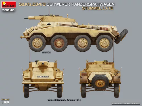 MiniArt Sd.Kfz.234/3 Schwerer Panzerspähwagen Stummel Late – 1:35 harcjármű makett
