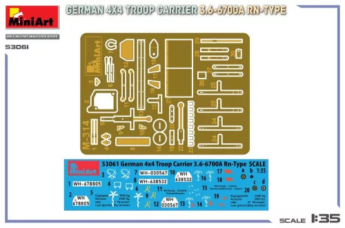 MiniArt German 4x4 Troop Carrier 3.6-6700A Rn-Type – 1:35 teherautó makett