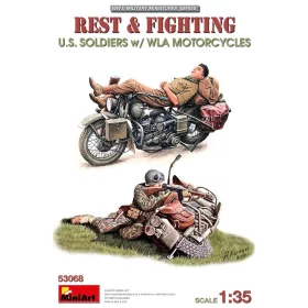   MiniArt Rest & Fighting. U.S. Soldiers w/ WLA Motorcycles – 1:35 motorkerékpár makett